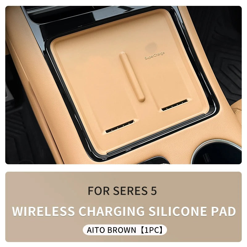 Wireless Charging Silicone Pad – Non-Slip Phone Mat for SERES Huawei AITO M7/M5 - Delicate Leather