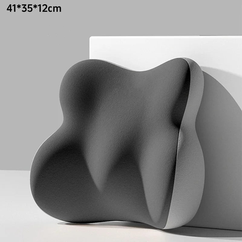 Memory Foam Lumbar Back Cushion – Multi-Functional Pain Relief Pillow for Car, Office, and Postpartum Waist Support - Delicate Leather