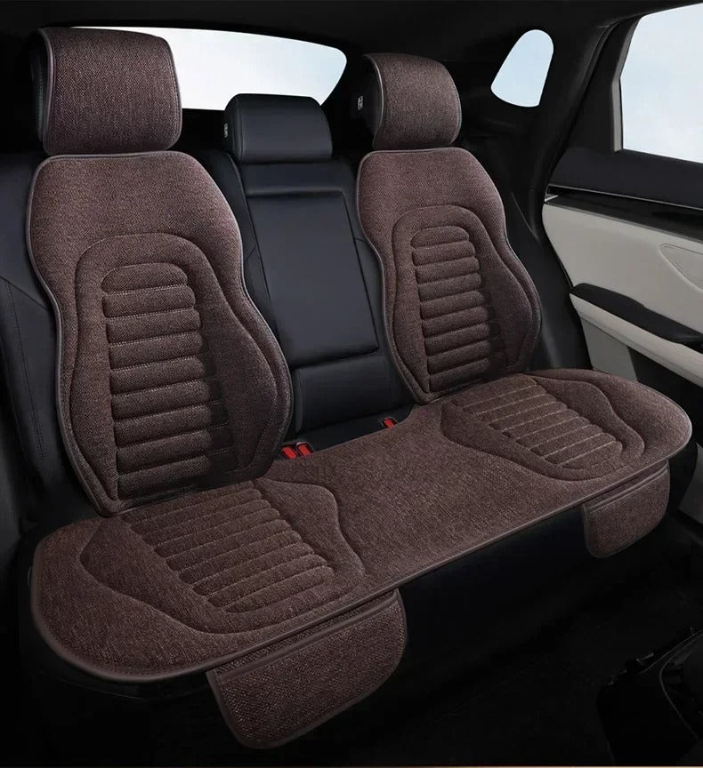 Universal Flax Car Seat Covers – Breathable Four-Season Linen Seat Protectors | Anti-Slip, Eco-Friendly, Semi-Wrap Design for Cars, SUVs, MPVs - Delicate Leather