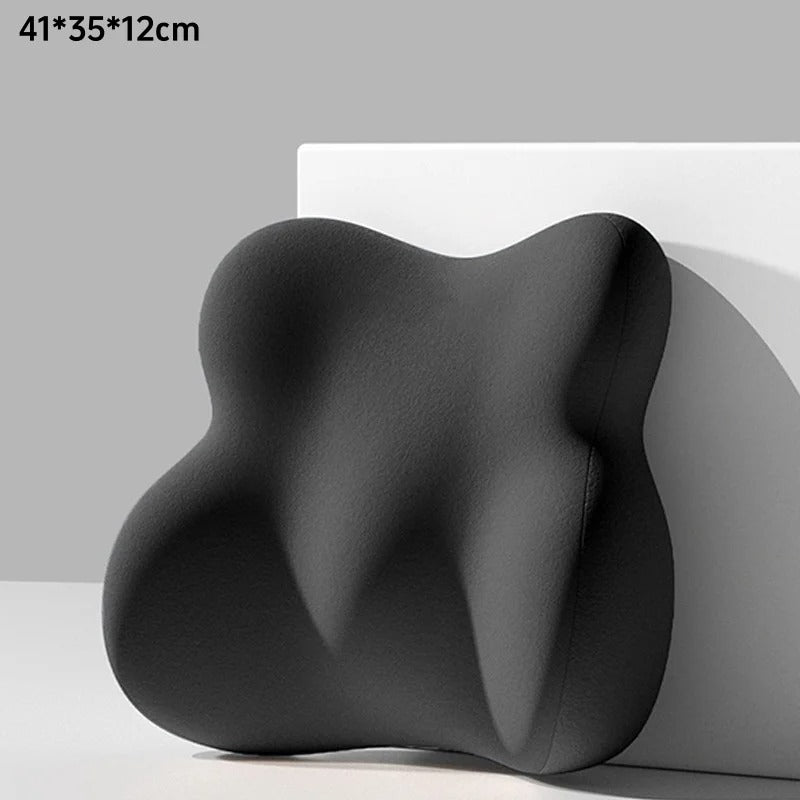 Memory Foam Lumbar Back Cushion – Multi-Functional Pain Relief Pillow for Car, Office, and Postpartum Waist Support - Delicate Leather