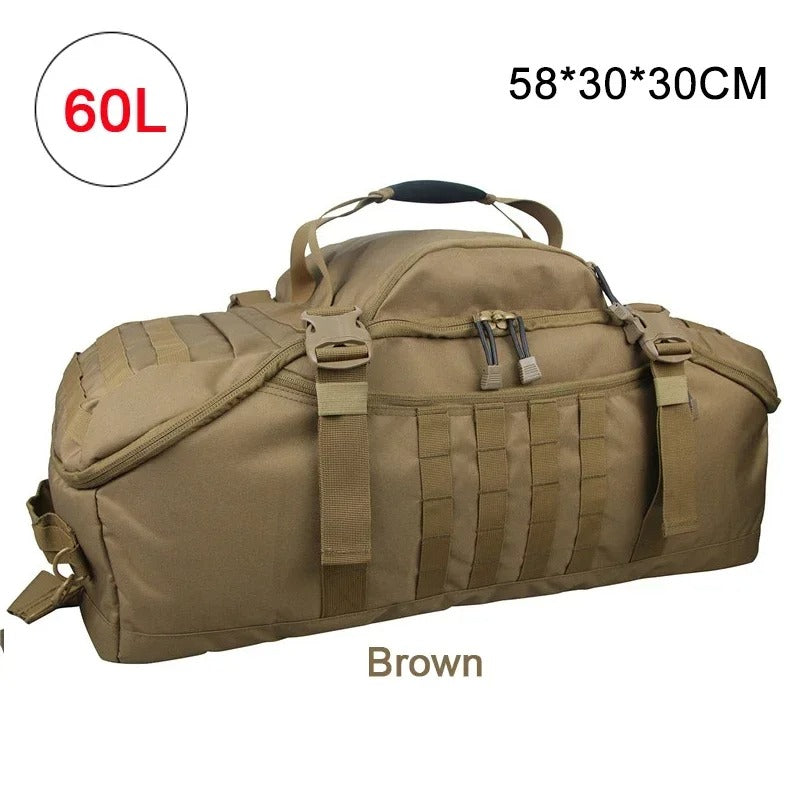 40L/60L/80L Molle Tactical Duffel Backpack – Multi-Function Gym, Travel & Outdoor Bag - Delicate Leather