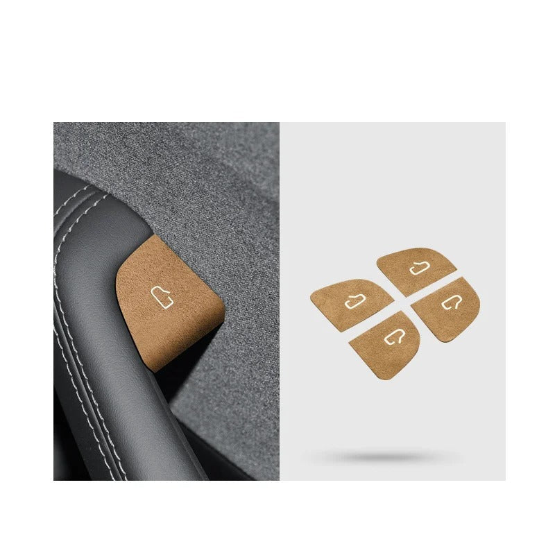 Ultra-Thin Suede Car Door Switch Sticker – Button Decoration and Protection for All Car Models - Delicate Leather