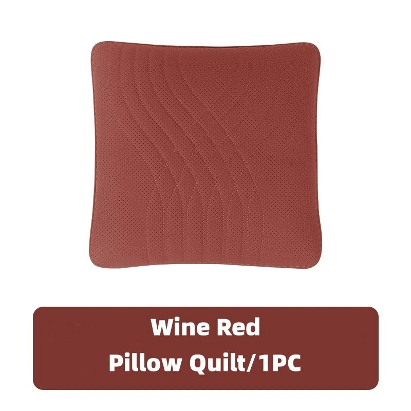 High-End Leather Car Seat Headrest and Neck Pillow with Soft Latex Back Support – Multifunctional Pillow and Quilt Set