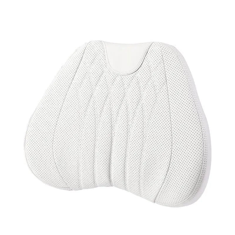 3D Memory Foam Car Neck Pillow – Embroidered Leather Lumbar Support for Back Pain Relief - Delicate Leather