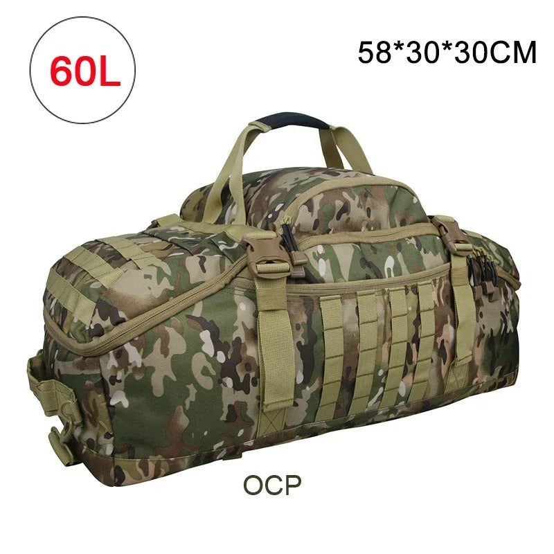 40L/60L/80L Molle Tactical Duffel Backpack – Multi-Function Gym, Travel & Outdoor Bag - Delicate Leather