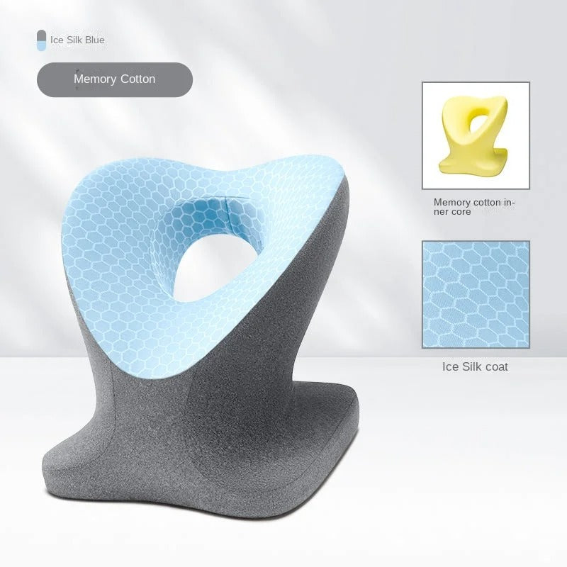 Memory Foam Nap Pillow – Orthopedic Travel Headrest & Neck Support for Office and Desk Sleeping - Delicate Leather