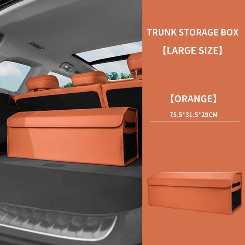 Large-Capacity PU Folding Car Trunk Storage Box with Lid – Portable Organizer for SERES AITO M5/M7/M9 - Delicate Leather
