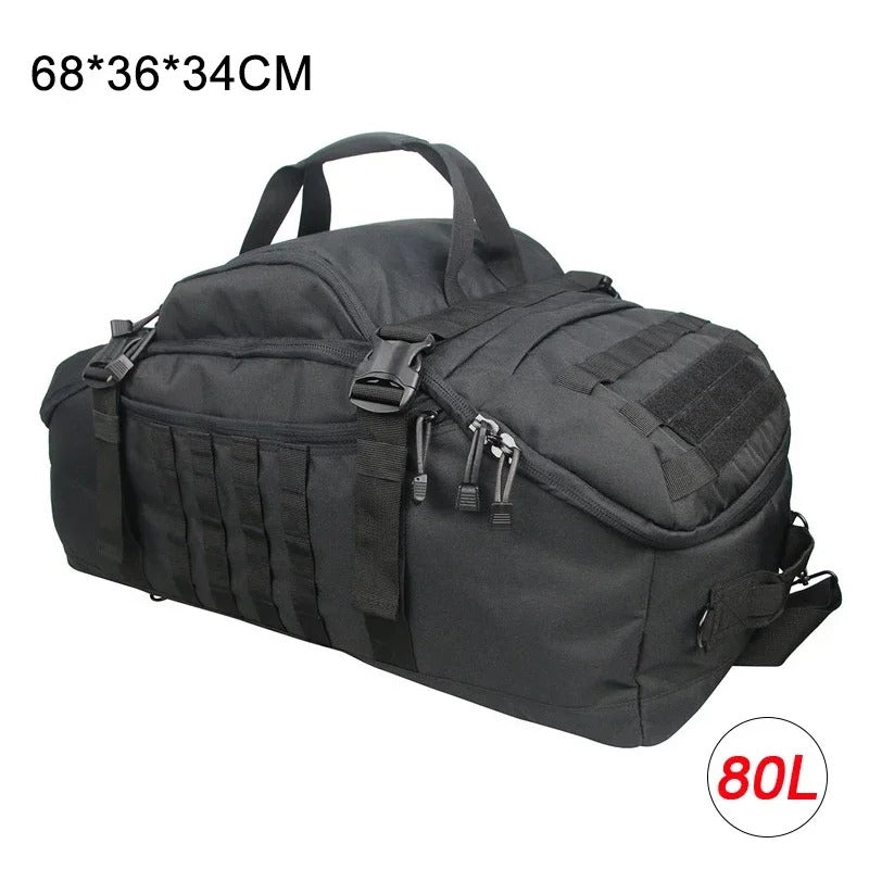 40L/60L/80L Molle Tactical Duffel Backpack – Multi-Function Gym, Travel & Outdoor Bag - Delicate Leather