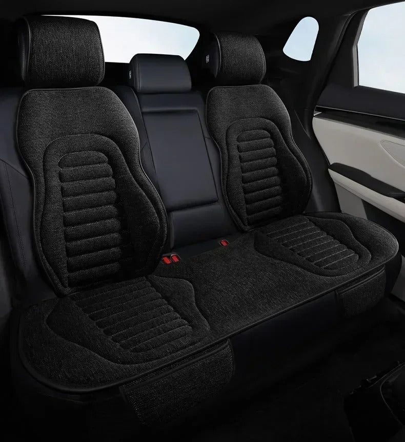 Universal Flax Car Seat Covers – Breathable Four-Season Linen Seat Protectors | Anti-Slip, Eco-Friendly, Semi-Wrap Design for Cars, SUVs, MPVs - Delicate Leather