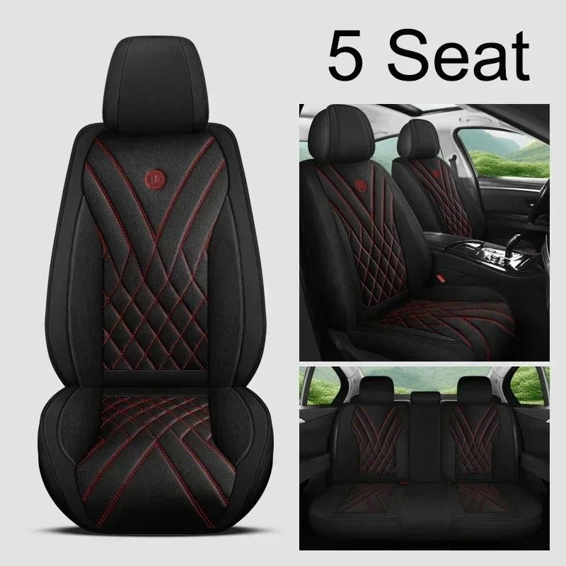 Universal Full Coverage Flax Car Seat Cover - Stylish Protection for Car Models - Delicate Leather