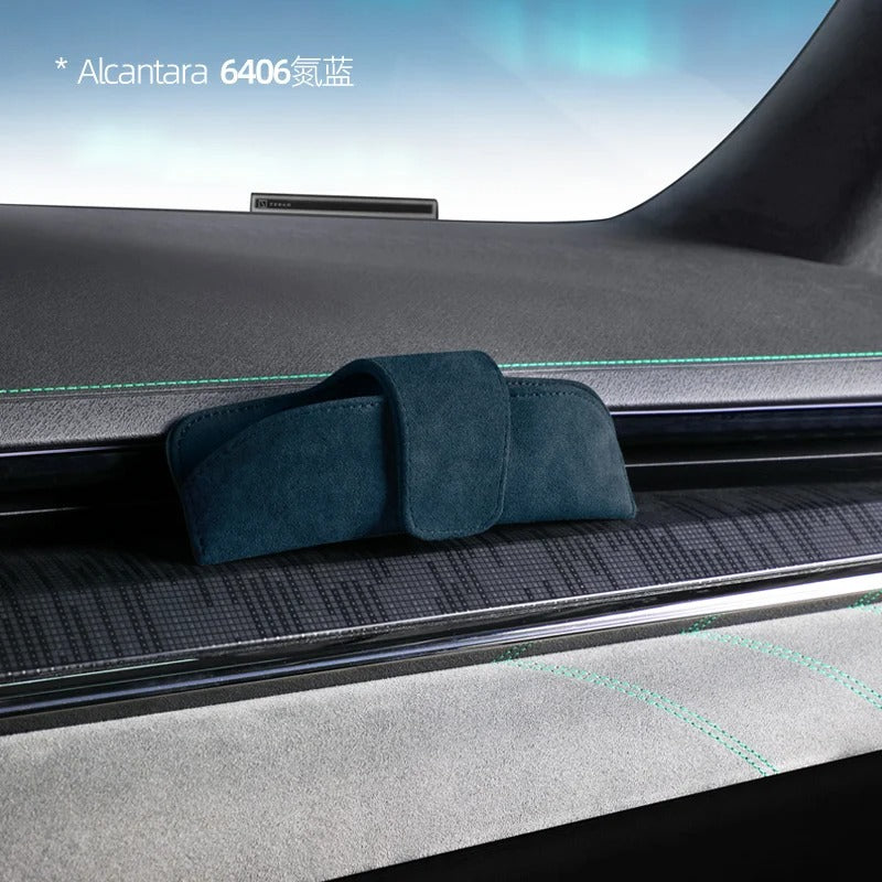 Alcantara Suede Magnetic Sunglasses Holder – Stylish Car Glasses Case Storage Box - Delicate Leather