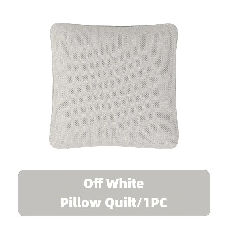 High-End Leather Car Seat Headrest and Neck Pillow with Soft Latex Back Support – Multifunctional Pillow and Quilt Set