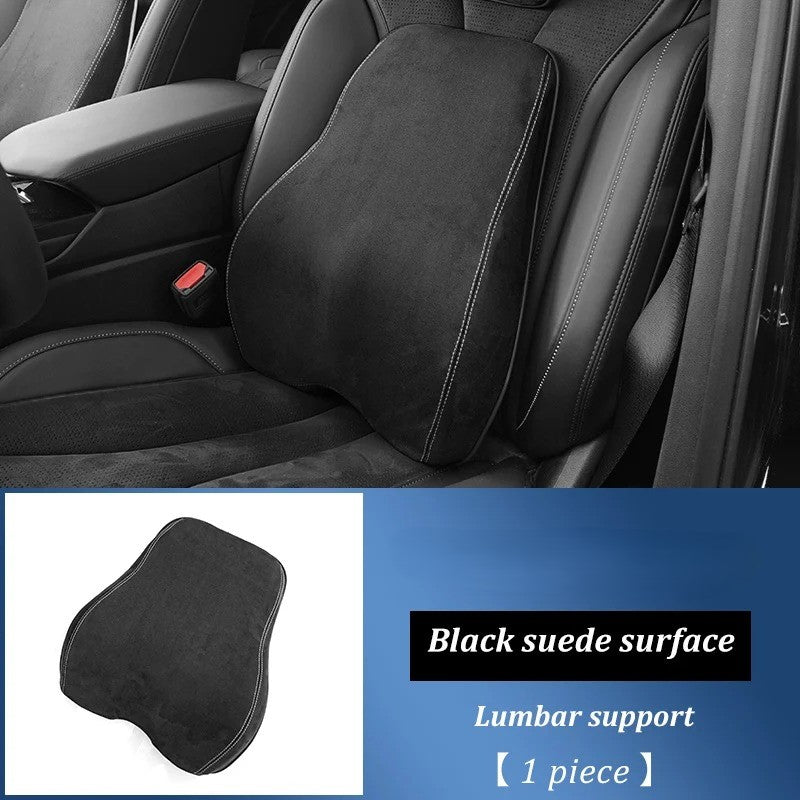 Memory Foam Car Headrest Pillow & Lumbar Support Cushion – Neck Holder & Seat Comfort for Ultimate Driving Relief - Delicate Leather