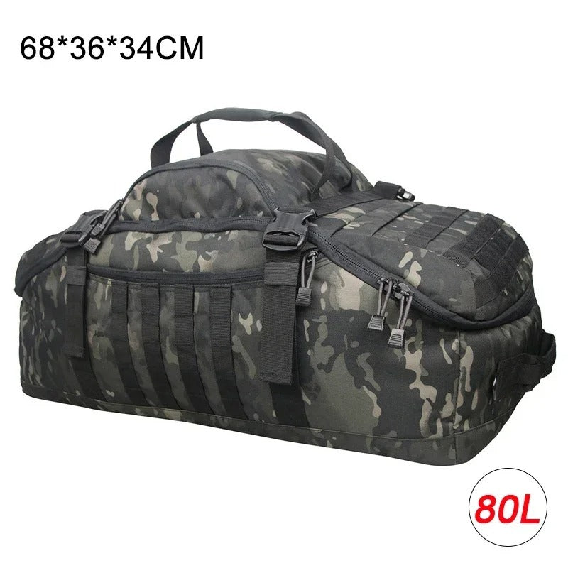 40L/60L/80L Molle Tactical Duffel Backpack – Multi-Function Gym, Travel & Outdoor Bag - Delicate Leather