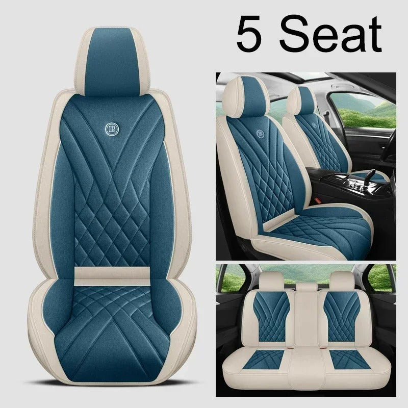 Universal Full Coverage Flax Car Seat Cover - Stylish Protection for Car Models - Delicate Leather