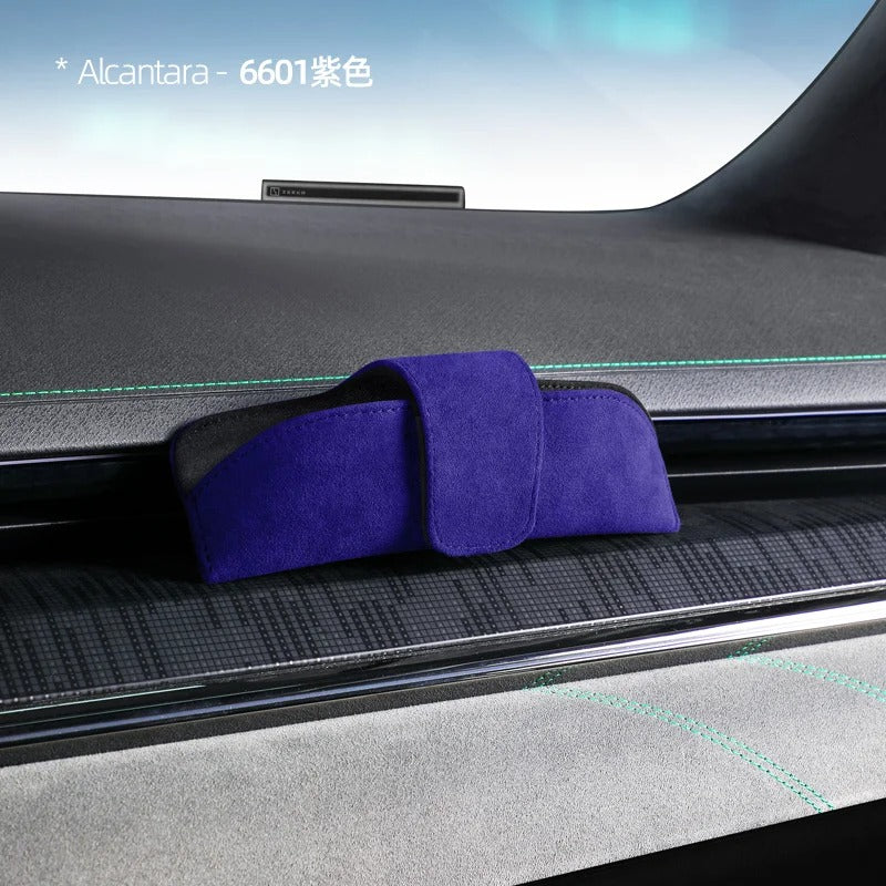 Alcantara Suede Magnetic Sunglasses Holder – Stylish Car Glasses Case Storage Box - Delicate Leather