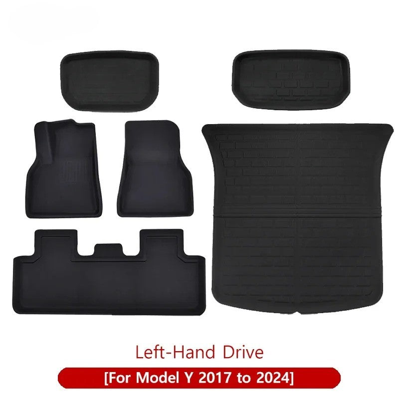 Tesla Model Y/3 Floor Mat & Trunk Luggage Mat (2017-2024) - All-Weather Protection for Left & Right Hand Drive (LHD/RHD) - Delicate Leather