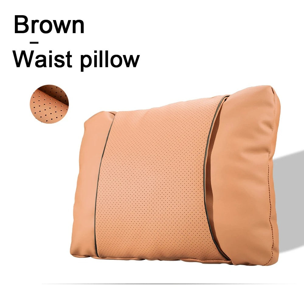 Luxury Nappa Leather Car Headrest & Lumbar Support Pillow – Ergonomic Neck & Back Cushion for Mercedes-Benz AMG A/B/C/E/S-Class