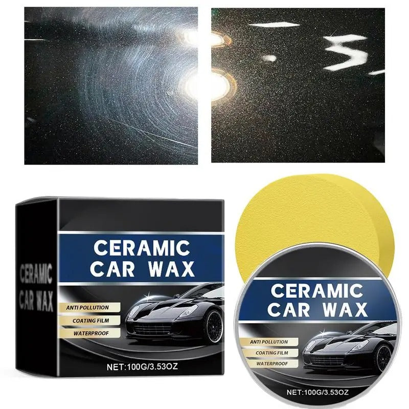 Car Scratch Eraser & Paint Cleaner – 100g Auto Anti-Scratch Wax with Sponge - Delicate Leather