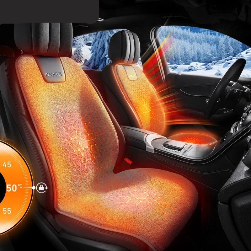 Heated Fleece Car Seat Cover with Graphene Heating – Fast Warm Plush Seat Protector for Winter - Delicate Leather