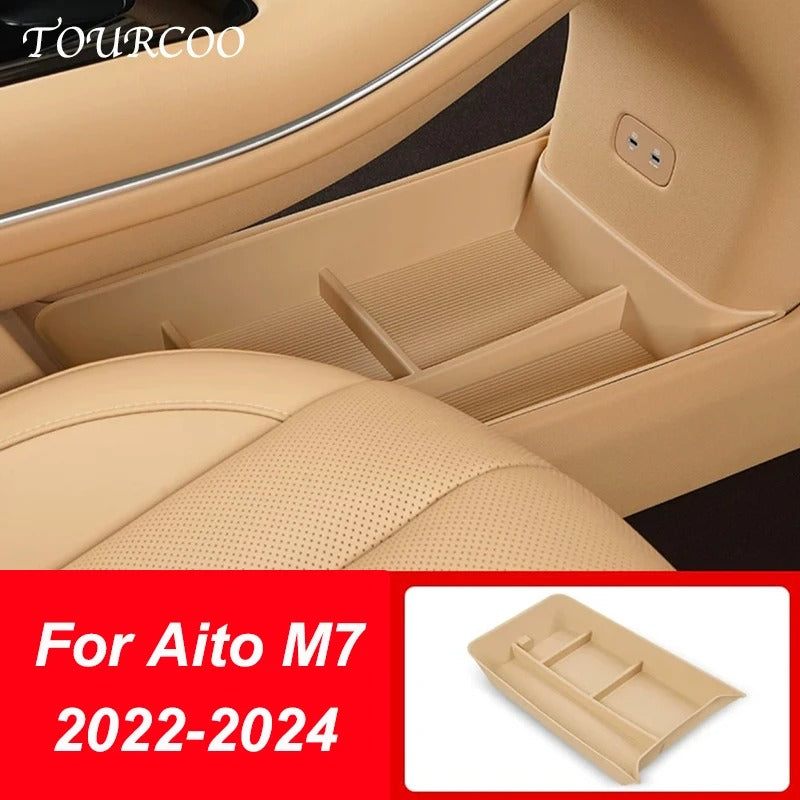 Central Control Lower Storage Box – Silicone Organizer for Aito M7 (2022-2024) - Delicate Leather