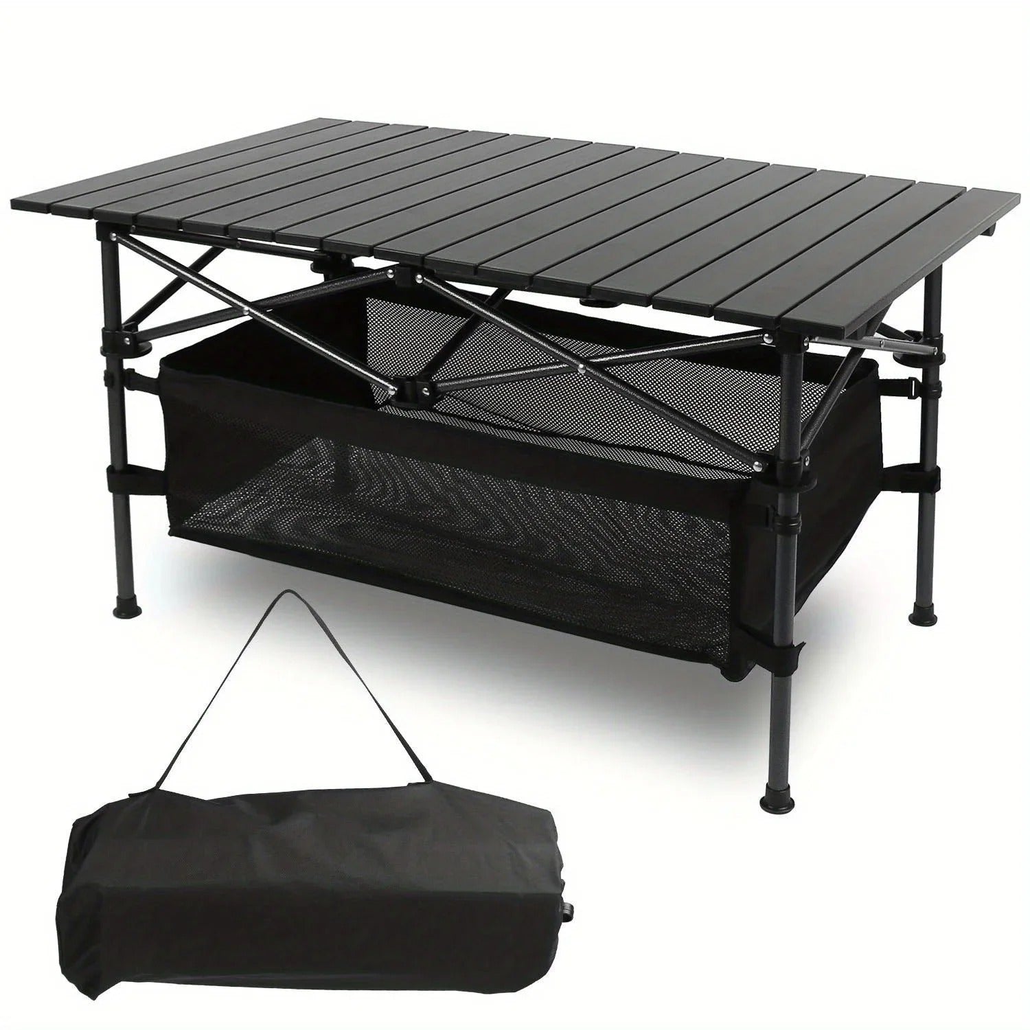 Lightweight Foldable Camping Table – Portable Aluminum Roll-Up Table with Carry Bag - Delicate Leather