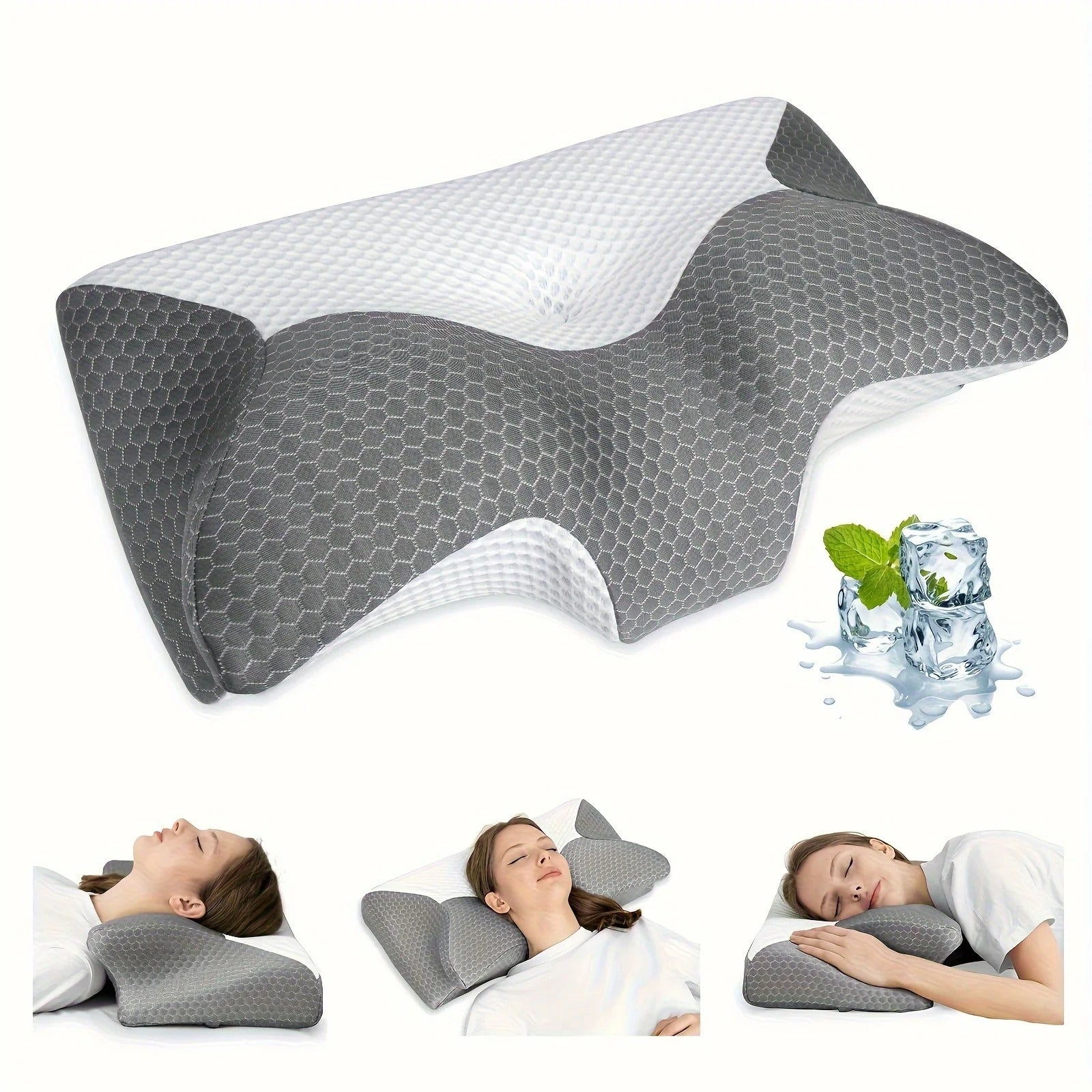 Orthopedic Cervical Memory Foam Pillow – Contoured Neck and Shoulder Support for Side Sleepers - Delicate Leather