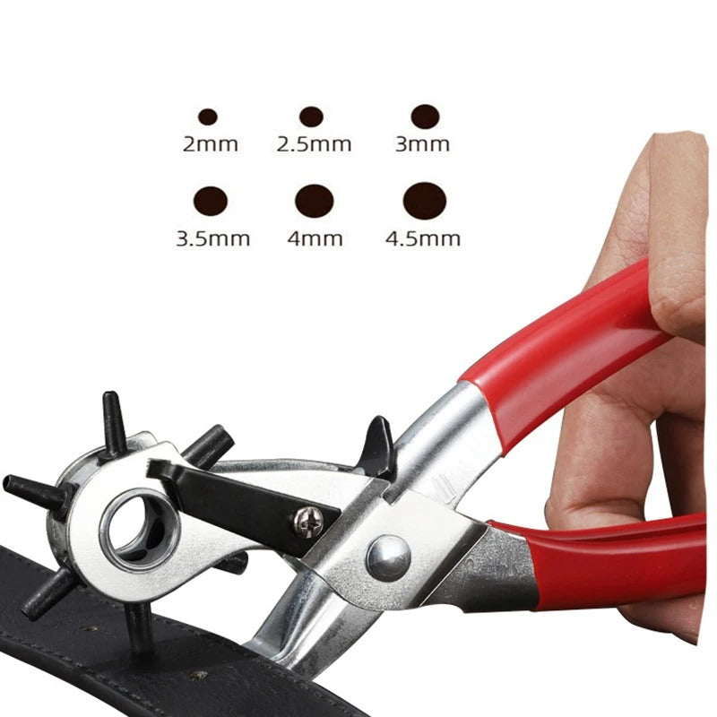 Multifunctional Leather Hole Punch Tool - 6 Round Holes Carbon Steel Belt Puncher (2.0-4.5mm) - Delicate Leather