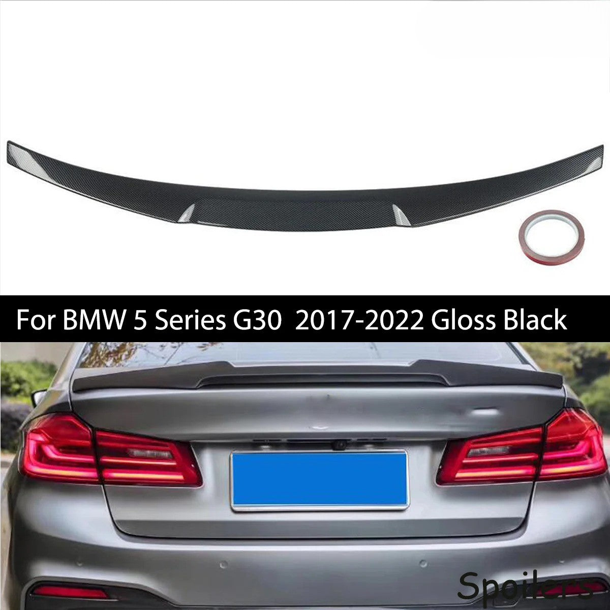 M4 Style Rear Trunk Lip Spoiler for BMW 5 Series G30 & M5 F90 (2014-2020) – Carbon Fiber Look - Delicate Leather