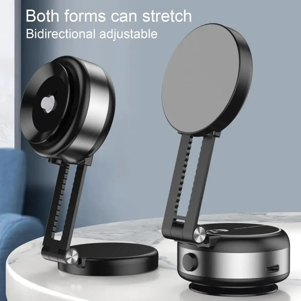 Magnetic Car Phone Holder with Electric Suction Cup – 360° Rotating Telescopic Stand for Phones and Tablets