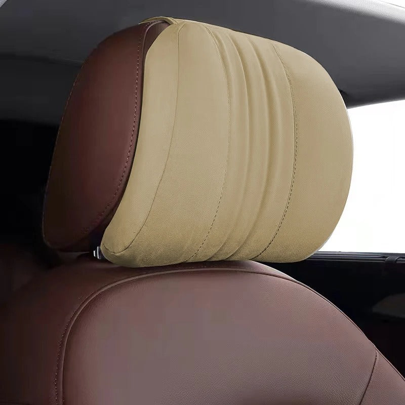 Memory Foam Car Neck Pillow – Suede Headrest for Driving Comfort - Delicate Leather