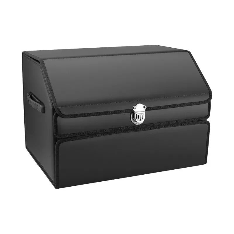 Premium PU Leather Car Trunk Organizer – Foldable Storage Box for Car Interior | Durable, Odorless, Easy-to-Clean Cargo Organizer - Delicate Leather