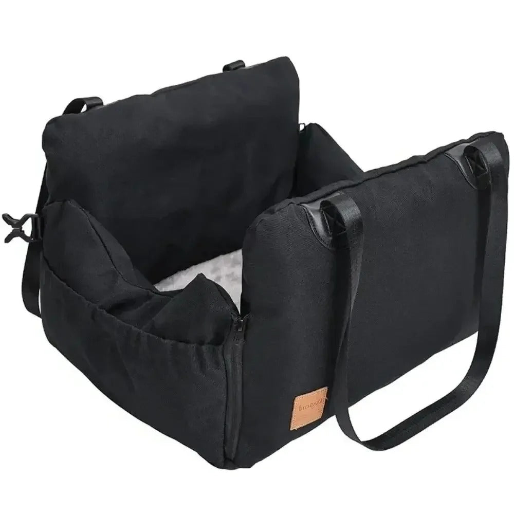 Thick Pet Car Seat Travel Carrier - Detachable, Washable, Ultra-Soft Travel Bed for Cats & Dogs - Delicate Leather