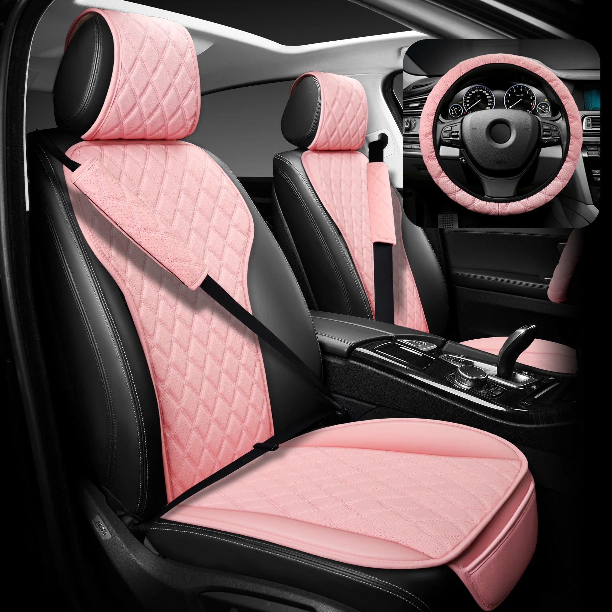 PU Leather Car Cushion Set – Double Stitched, All-Season Comfort, Gift For Mother's Day 2025 - Delicate Leather