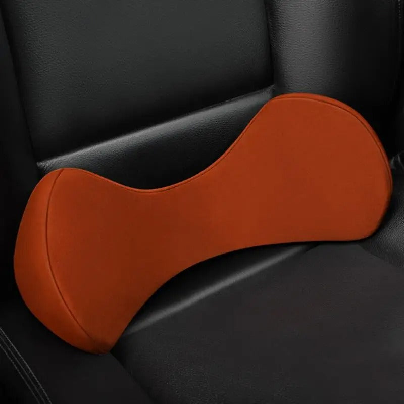 Memory Foam Car Seat Lumbar Pad – Ergonomic Support Waist Cushion for Car, Office, and Travel - Delicate Leather