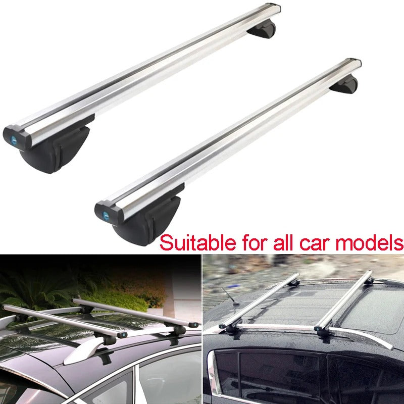 2PCS Universal 120/130CM Car Roof Rack - Waterproof Luggage Support for SUVs & Cars with Anti-Theft Lock - Delicate Leather