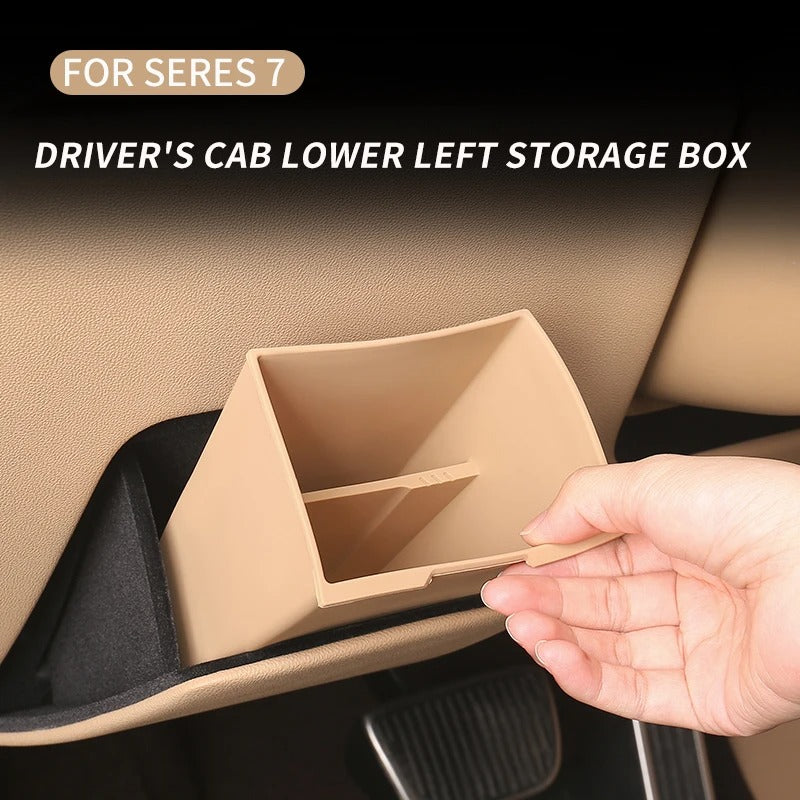 Driver's Cab Lower Left Storage Box – Layered Central Control Organizer for SERES 7 & HUAWEI AITO M7 - Delicate Leather
