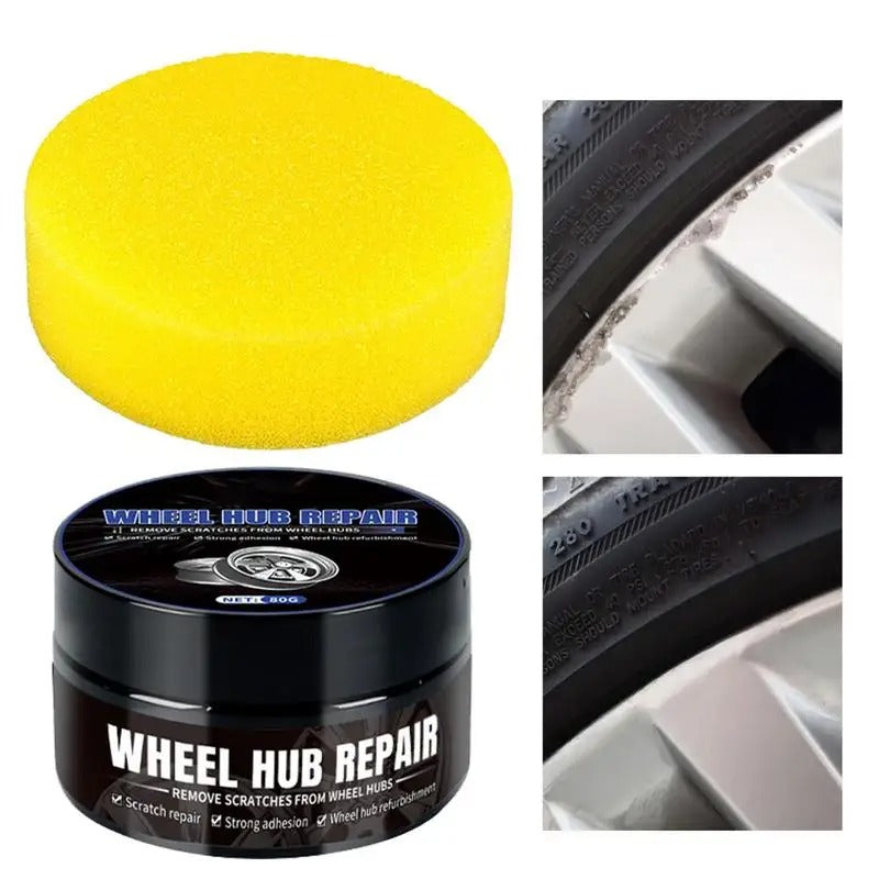 Wheel Polish 80g - Car Wheel Dust Cleaner & Scratch Repair with Sponge