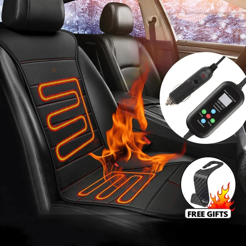 Universal Heated Car Seat Cushion - Fast Heating Winter Warmer with Adjustable Modes - Delicate Leather