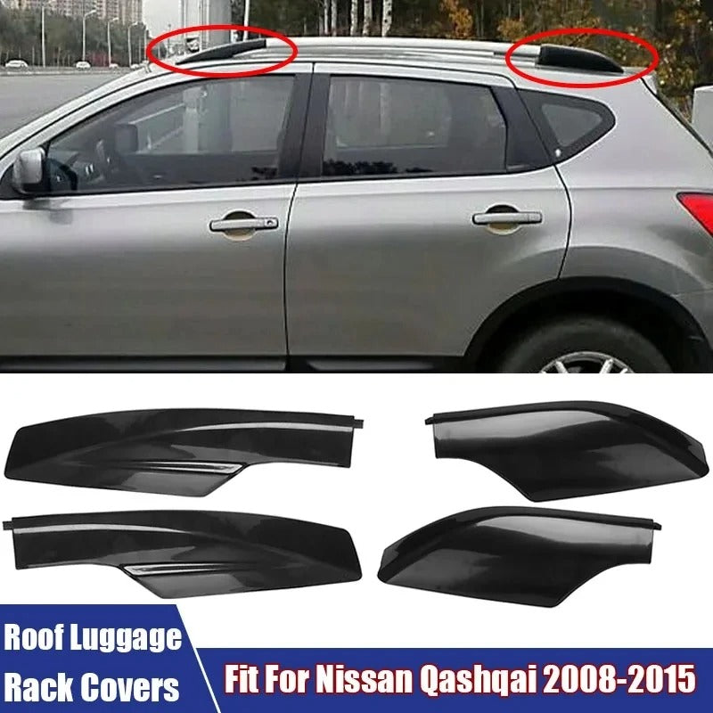 Roof Rack Protection Covers - Black ABS Luggage Rack Covers for Nissan Qashqai 2008-2015 - Delicate Leather