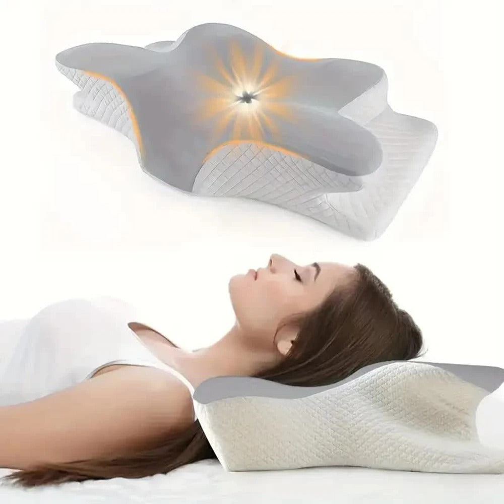 Butterfly Shaped Memory Foam Neck Pillow – Orthopedic Pain Relief for Sleeping, Anti-Snore and Anti-Apnea - Delicate Leather