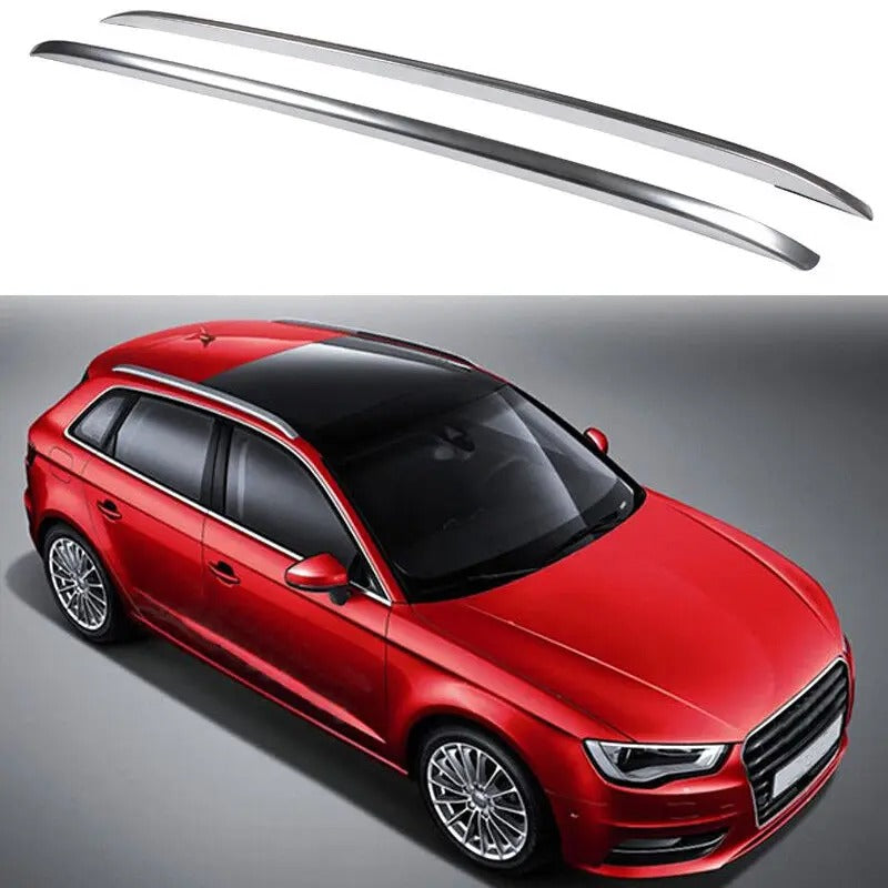 Decorative Roof Rack Rails for Audi A3 8V Hatchback Sportback (2012-2019) - Aluminum Alloy Luggage Carrier Bars - Delicate Leather