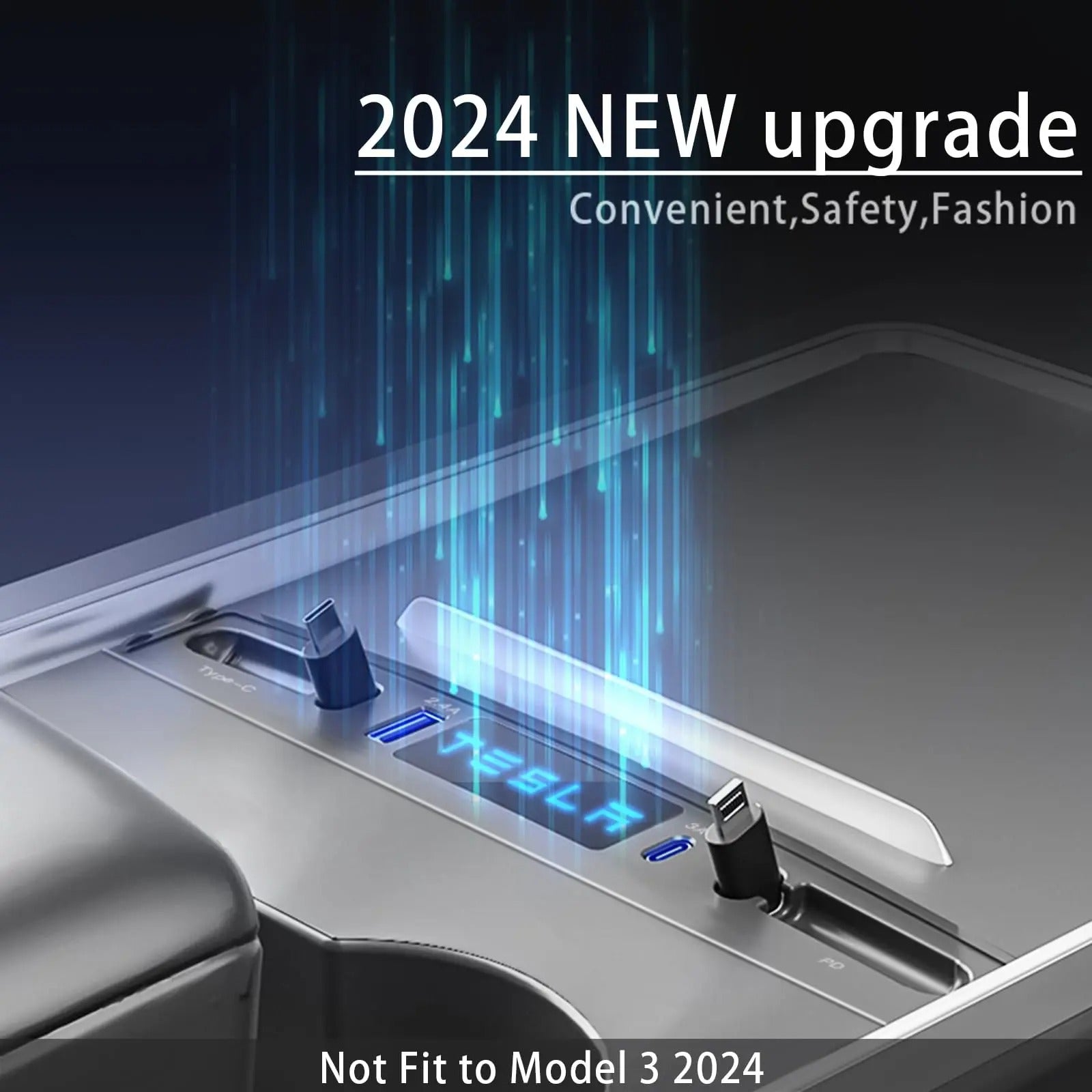 USB Hub and Fast Charger for Tesla Model Y and Model 3 (2021-2024)