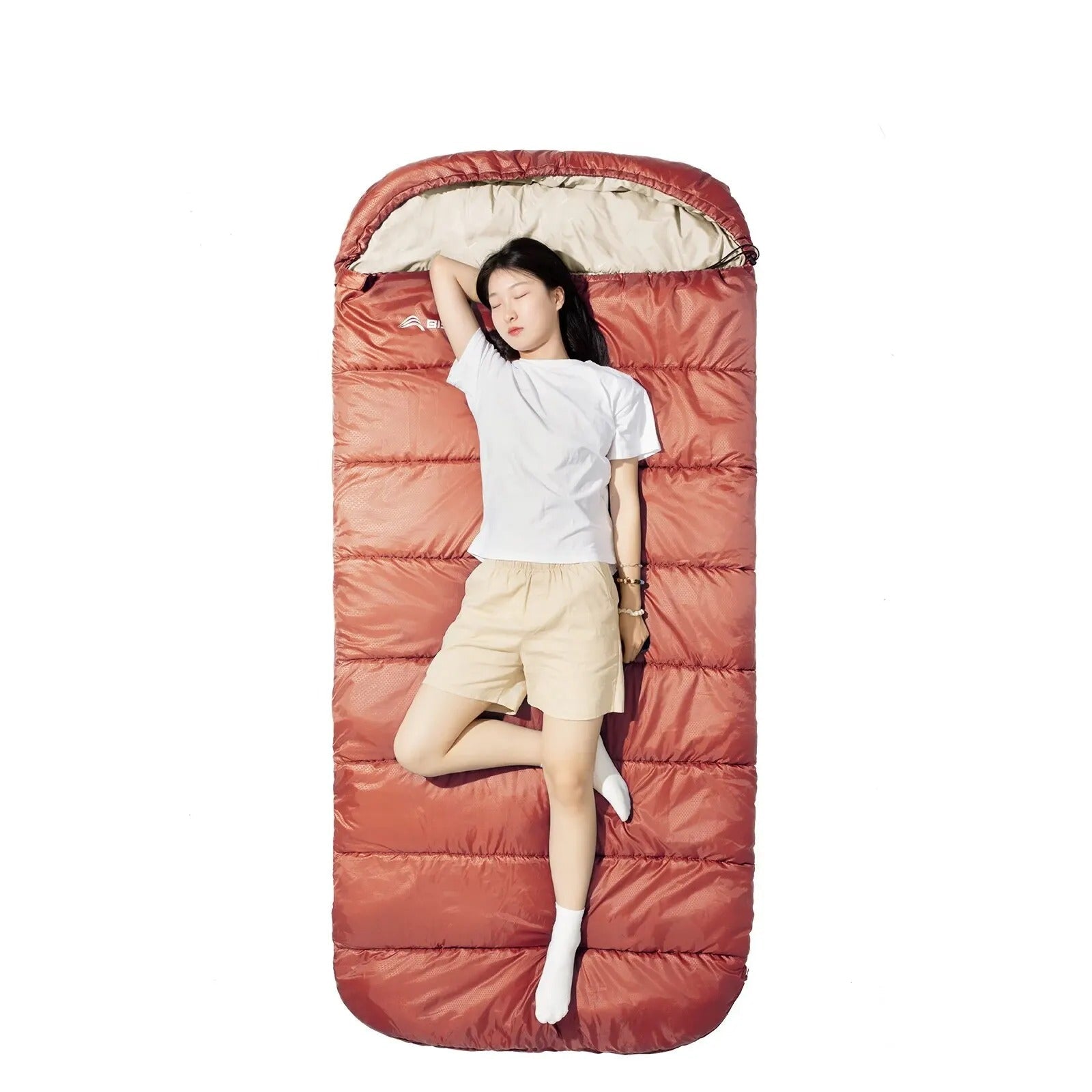 Large Lightweight Camping Sleeping Bag – 3-Season Loose & Wide Design for Adults - Delicate Leather