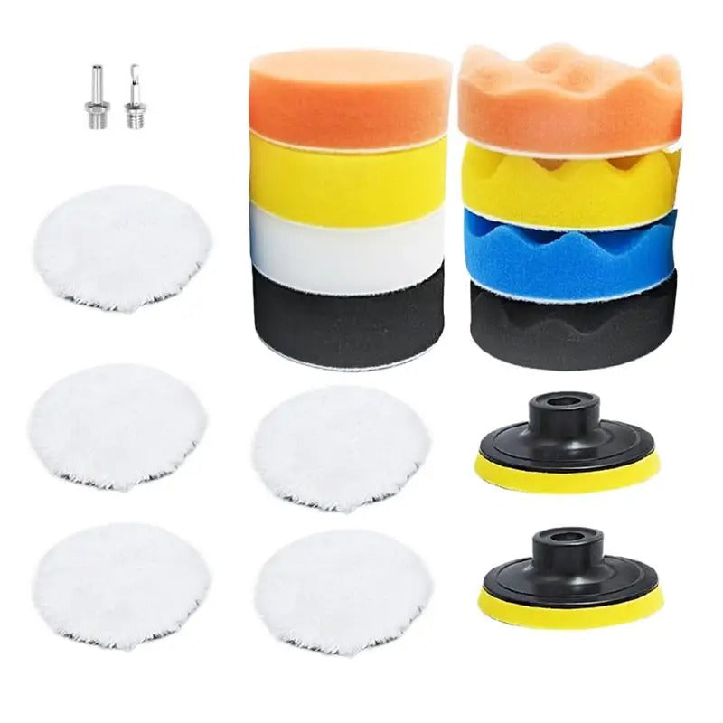 Car Polishing Pad Kit – Sponge & Wool Pads with Drill Adapter for Polishing, Sanding, and Waxing - Delicate Leather