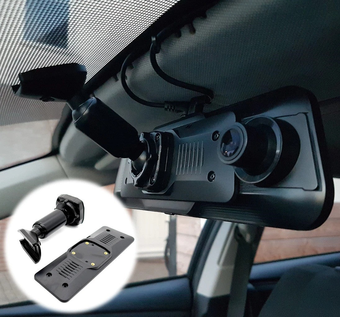 Auto DVR Rear Mirror Driving Recorder Mount Holder - Back Plate Panel & Bracket for GPS Dash Cam - Delicate Leather