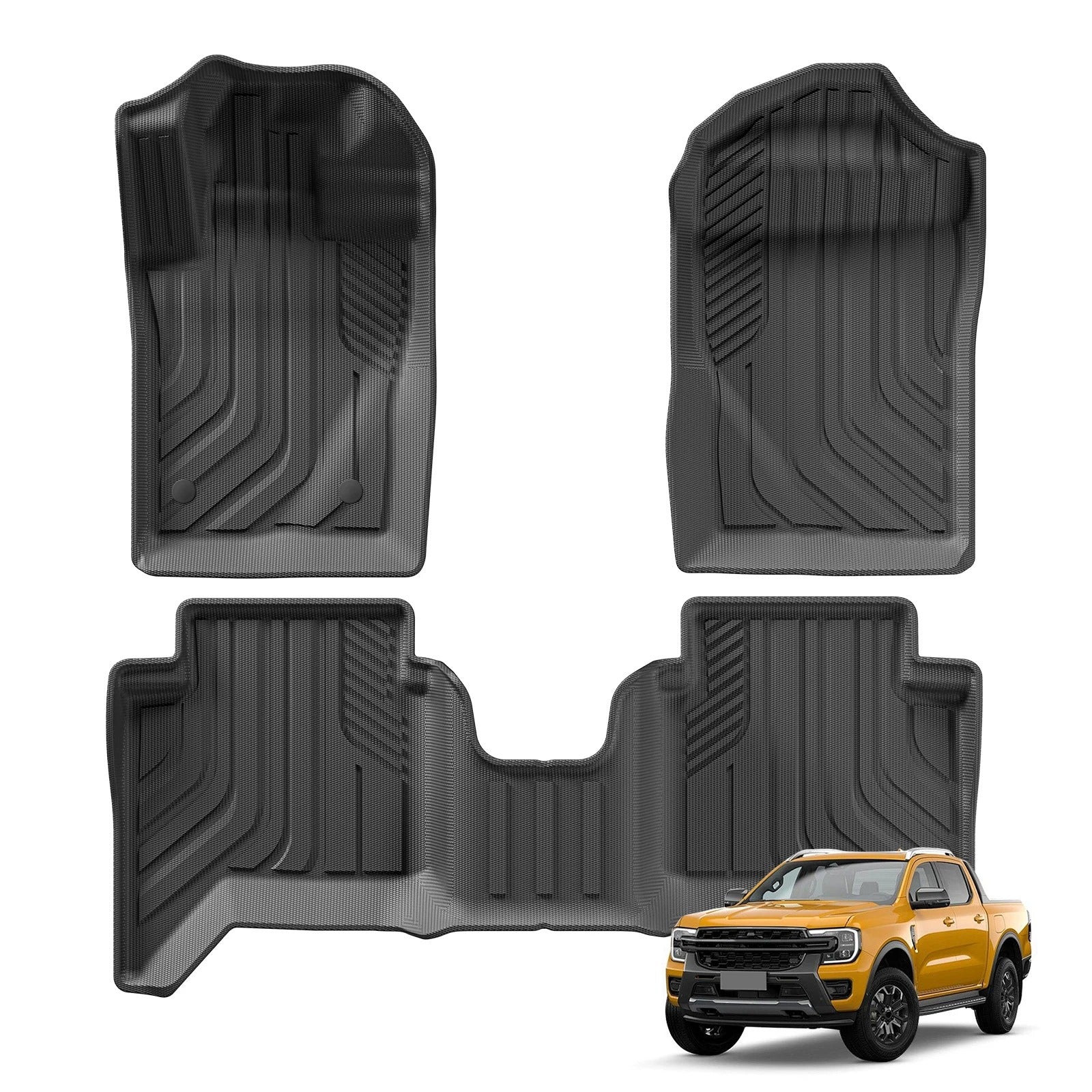 TPE 3D Car Floor Mats for Ford Ranger (2023-2024) - 3PCS/SET, All-Weather Auto Accessories - Delicate Leather