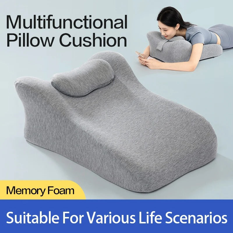 Multifunctional Prone Sleeping Pillow – Ergonomic Memory Foam Cushion for Bed Rest & Relaxation - Delicate Leather