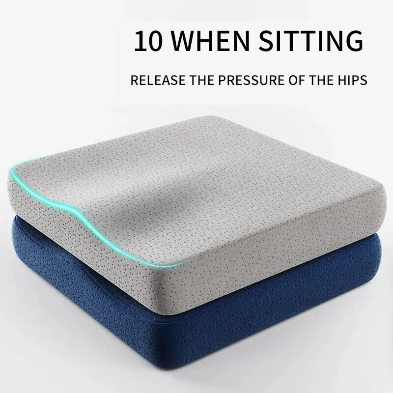 Orthopedic Memory Foam Seat Cushion – Sciatica and Back Pain Relief for Office Chairs and Car Seats - Delicate Leather