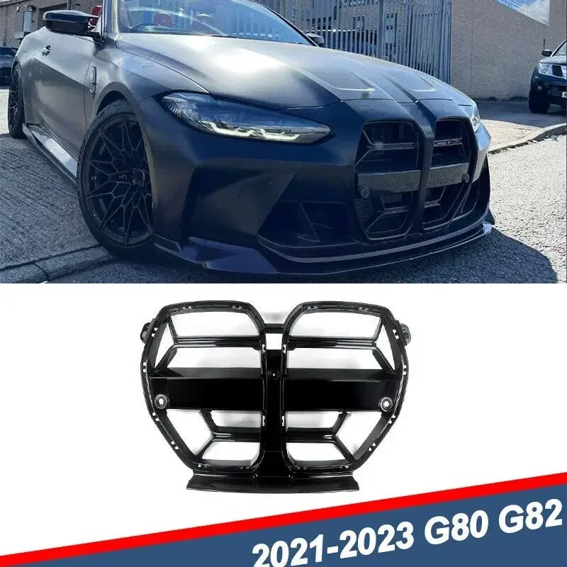 Gloss Black CSL Style Front Kidney Grille for BMW G80 M3 & G82/G83 M4 (2020+) - Delicate Leather